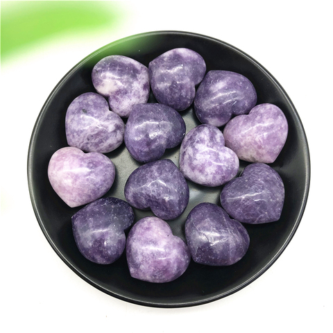 1PC púrpura Natural Lepidolite en forma de corazón de cuarzo de cristal para Sanación Reiki piedra DIY piedras naturales y minerales ► Foto 1/5