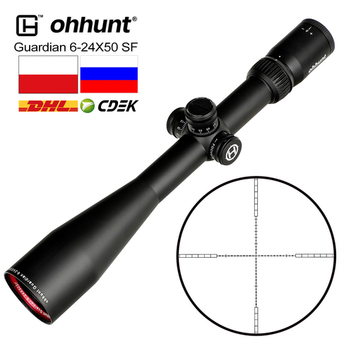 Ohhunt-mira de caza Guardian 6-24X50 SF, 1/2, retícula de punto medio Mil, paralaje lateral, torretas de bloqueo, reinicio, visión óptica táctica ► Foto 1/6