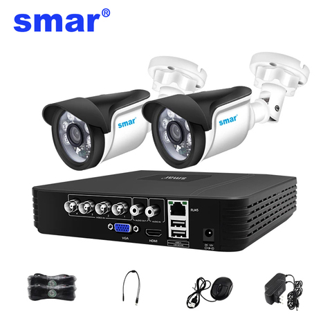 Sistema de cámaras de seguridad 5 en 1 AHD, sistema de videovigilancia, 4 canales, 2Ps, 720P/1080P, CCTV, DVR, visión nocturna, para interior y exterior ► Foto 1/6