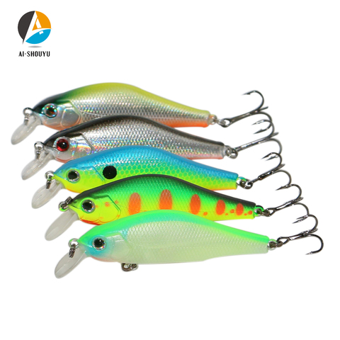 AI-SHOUYU 2pc magnético Minnow Señuelos de Pesca 70mm/9,5g cebo duro 3D ojo Crankbait carpa Wobblers pesca Peaca aparejos de pesca lubina ► Foto 1/6