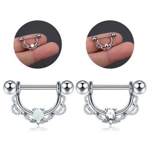 1PC de acero de pezón Shiled bares Piercing 14G de cristal de Gema anillos de pezón Piercing Sexy mujeres Mamilo Piercings joyas de cuerpo ► Foto 1/6