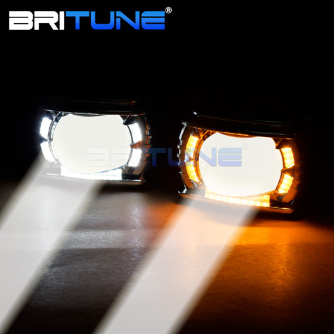 Proyector de Luz De Carretera para lente de coche, señal de giro LED, Ojos de Ángel, luces blancas y amarillas, H1 H7 9005 9006, accesorios de faros Tuning, 34W ► Foto 1/6