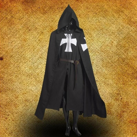 1 punid negro MEDIEVAL WARRIOR Cosplay disfraz TEMPLAR KNIGHT Cloak Robe ► Foto 1/6