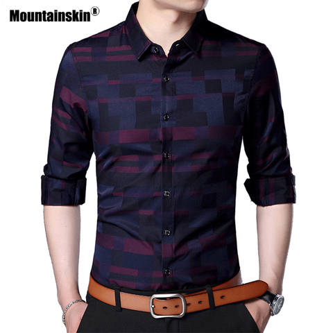 Mountainskin-camisa a cuadros para hombre, camisa informal de manga larga para primavera y otoño, ropa de marca, M ~ 4XL, SA757, novedad de 2022 ► Foto 1/6