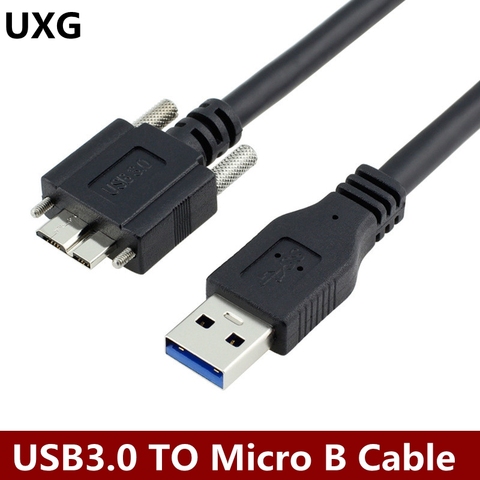 Cable Micro B USB 3,0 Micro B de 5Gbps con conector de bloqueo de tornillo de montaje en Panel Cable de prevención de desprendimiento 1,5 m 2m 3m 5 m 2 3 5 metros ► Foto 1/4