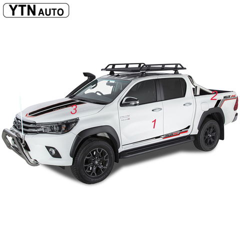 Calcomanía personalizada para Toyota Hilux 2011-2022 4x4, calcomanía a rayas con gráfico de vinilo, decoración para coche ► Foto 1/6