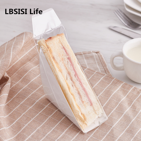 LBSISI Life bolsas transparentes para sándwiches de Trigon de pan, bolsa con parte inferior, envoltorio de plástico para alimentos, embalaje de pan, 100 Uds. ► Foto 1/6