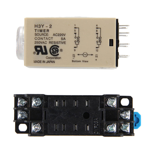 1 Uds H3Y-2 tiempo relé de AC 220 V temporizador de retraso 0 - 30 minutos/segundos con Base de tiempo de 220 V para Arduino relés de retardo de ► Foto 1/5