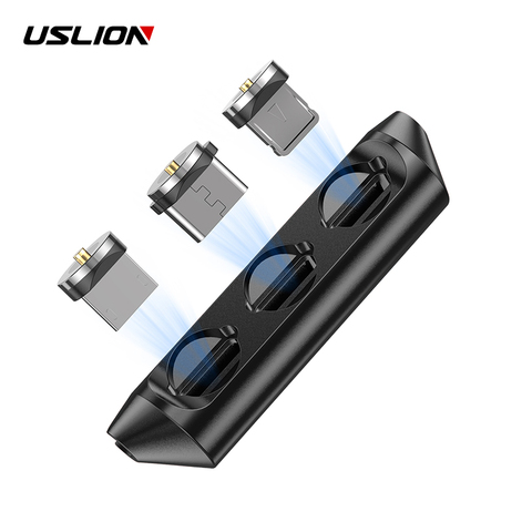 USLION-caja de enchufe magnético, almacenamiento portátil para iPhone tipo C, Micro USB Cable, conector magnético, contenedor de cabeza, funda de enchufe ► Foto 1/6