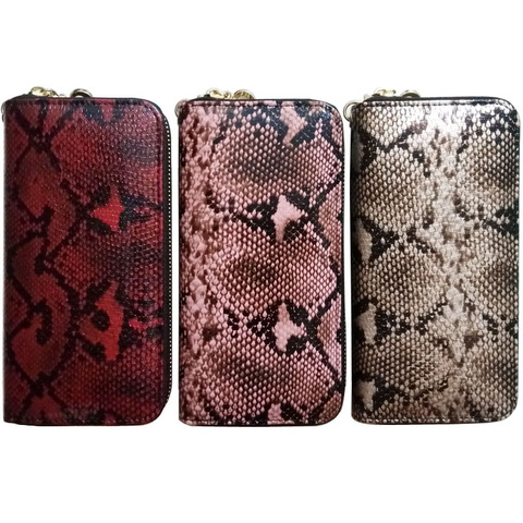 KANDRA-cartera de piel de serpiente y Pitón Natural para mujer, bolso de mano de gran capacidad, con cremallera ► Foto 1/6