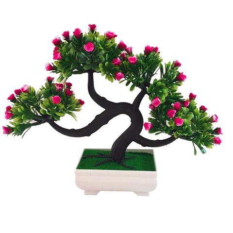 Árbol de flores Artificial para decoración del hogar, planta de jardín bonsái en maceta, muebles de escritorio, flores artificiales de decoración ► Foto 1/6