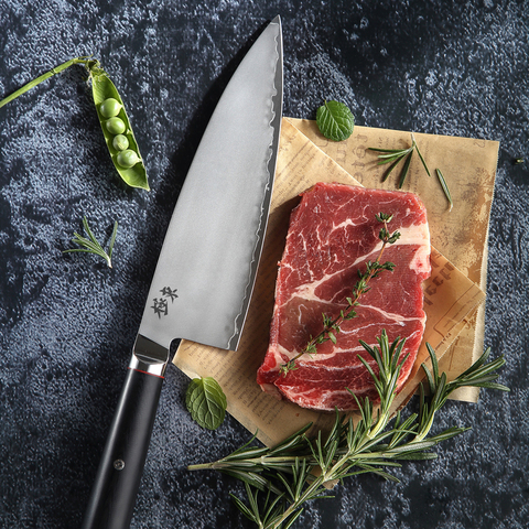 Cuchillo japonés AUS-10 de acero compuesto, utensilio de cocina para cortar verduras, de nogal negro ► Foto 1/6