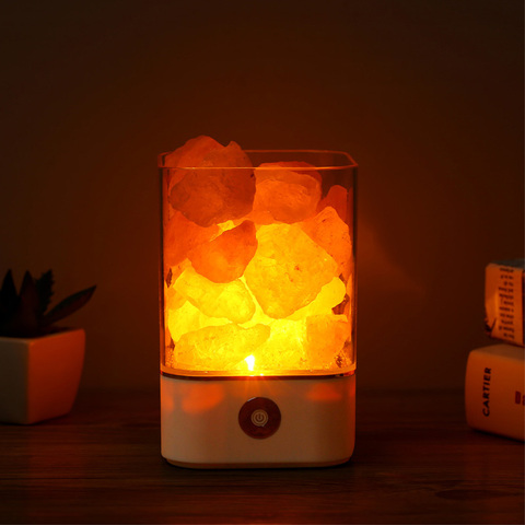 Lámpara Led de sal Natural del Himalaya, purificador de aire, generador de ambiente para interiores, luz cálida, lámpara de mesa, Lava, para dormitorio ► Foto 1/6