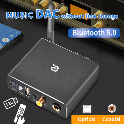 DAC adaptador de descodificador Bluetooth 5,0 receptor Audio Amp u-disk Player KTV micrófono adaptador óptico Coaxial a Convertidor analógico ► Foto 1/6