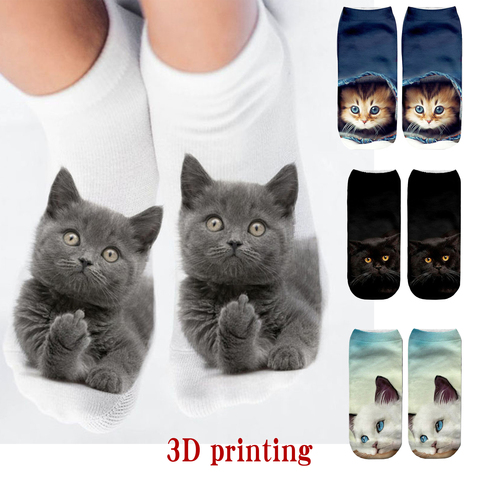 Calcetines cortos con estampado 3D para mujer, medias con dibujos
