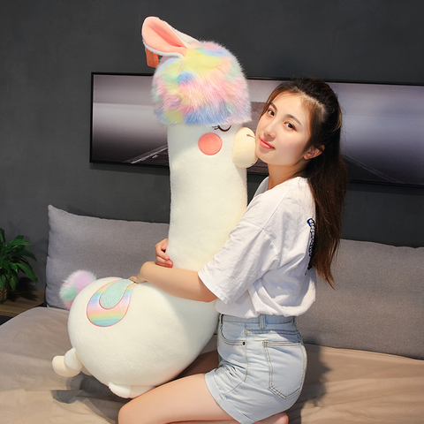 130cm Kawaii silla Alpaca de peluche de juguete suave Animal relleno muñecas lindo japonés Alpacasso almohada para niños niñas regalos ► Foto 1/6