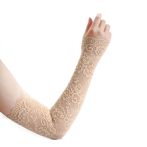 Protector solar de verano de encaje de la manga del brazo mujer brazo de moda clásico protección UV hielo brazo Fingerless guantes de conducción ► Foto 1/6