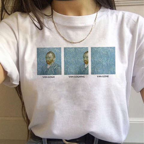 Camiseta Vintage de los 90 para mujer, camisetas de Vincent Van Gogh Harajuku, blusas de estética para mujer con pintura al óleo Ullzang ► Foto 1/6