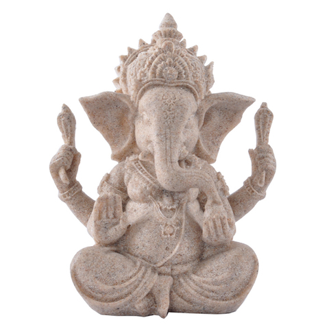 Hecho a mano piedra arenisca Ganesha Buda elefante estatua escultura figurita obra de arte ► Foto 1/6