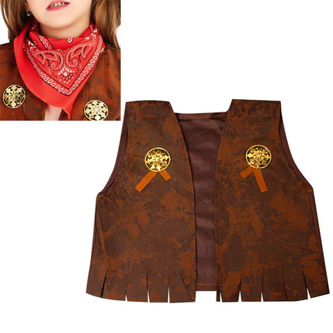 Disfraz de vaquero occidental para Halloween, ropa para adultos y niños, bufanda triangular roja de Cachemira, chaleco de chaqueta de estilo clásico ► Foto 1/6