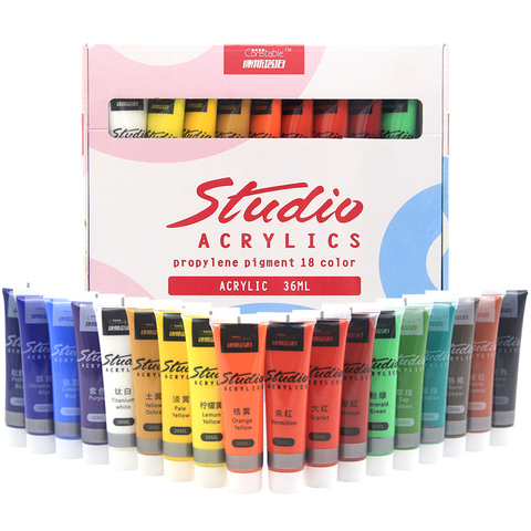 Pintura acrílica Set colores pintura de tela de 36 ml para ropa textil pigmento de fibra de uñas pinturas acrílicas para pintar grandes suministros de arte ► Foto 1/6