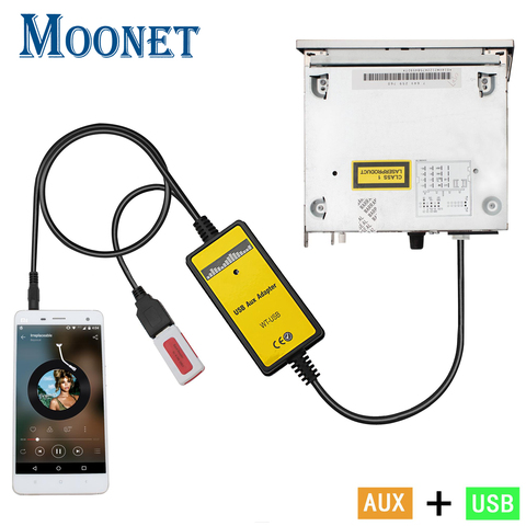 Moonet estéreo USB para automóvil adaptador AUX auxiliar de cambiador de CD para Audi Skoda Volkswagen Tiguan Touran T5 Golf Passat ► Foto 1/5