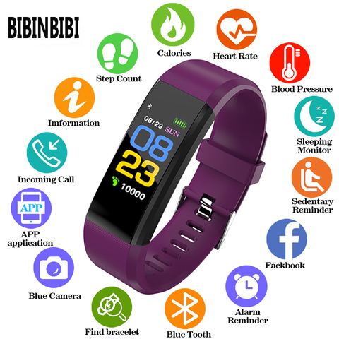 BIBINBIBI mujeres hombres Niño de moda Monitor de ritmo cardiaco inteligente rastreador de Fitness de presión arterial inteligente relojes para ios android ► Foto 1/6