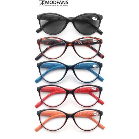 MODFANS-gafas clásicas de lectura para lentes de lectura de mujeres, gafas de sol ovaladas de ojo de gato, con dioptrías graduadas ► Foto 1/6