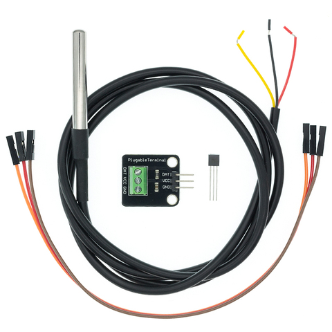 DS18B20 Módulo Sensor de temperatura Kit impermeable 100CM Digital Cable Sensor Sonda de acero inoxidable adaptador de Terminal para Arduino ► Foto 1/6