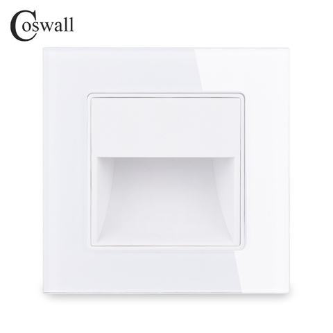 COSWALL-Interruptor de luces de pared para porche/pasillo/esquina/escalera, Panel de cristal serie C1, negro, blanco, dorado y gris ► Foto 1/6