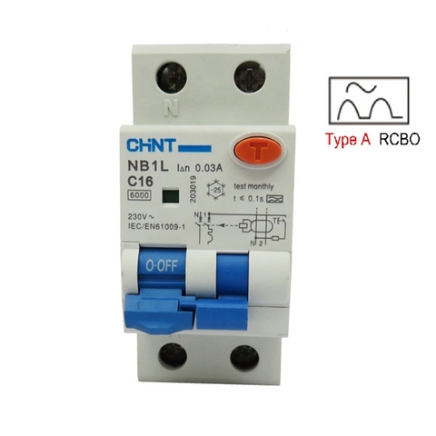 CHINT-Disyuntor de corriente Residual NB1L RCBO tipo A 16A 6kA 30MA con protección magnética de sobrecorriente ► Foto 1/6