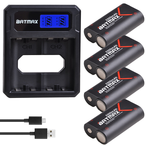 4X 2500mAh batería de la batería Akku para Xbox uno/S/ X/ Elite de controlador inalámbrico Xbox Serie S/ Xbox Series X + LCD Dual USB cargador ► Foto 1/6