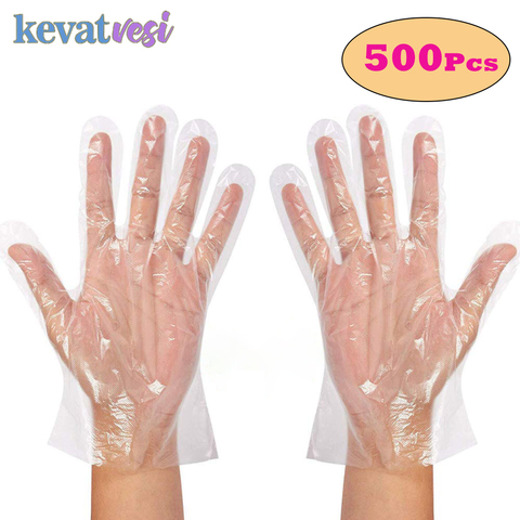 Guantes desechables transparentes de plástico, sin látex, para preparar comida, limpieza de cocina, barbacoa ► Foto 1/6