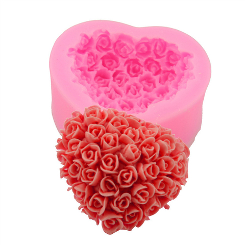 Molde de silicona para jabón con forma de corazón, rosa, flor, bricolaje, Foadant, fabricación de jabón, 3d, hecho a mano, herramientas para moldes para pasteles ► Foto 1/6