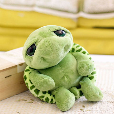 Tortuga de peluche de ojos grandes de 20cm Super verde, Animal de peluche, bebé, chico juguete para regalo ► Foto 1/1