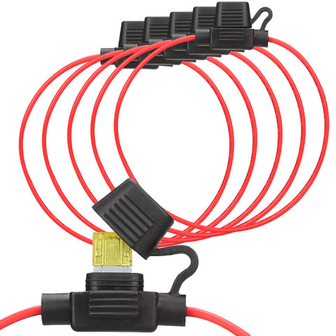 Mini portafusibles de cuchilla para coche DC12V 30A, 18AWG, 27CM, zócalo de interruptor de corte de cable, piezas de repuesto de automóviles impermeables, 5 uds. ► Foto 1/6