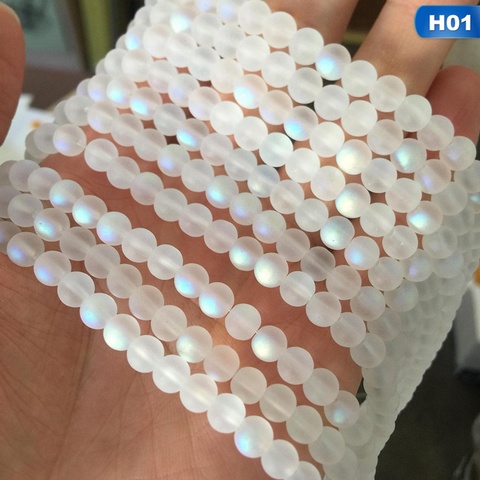 Blanco AB esmerilado cristal austriaco cuentas redondas para hacer joyas 4/6mm brillante piedra lunar cuentas para manualidades de pulseras collar ► Foto 1/6