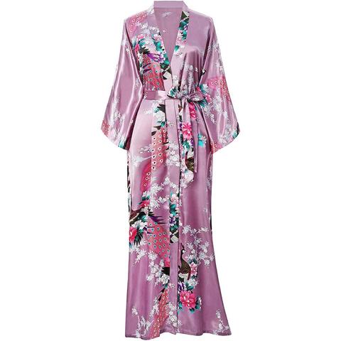 Rosa china de seda de las mujeres de rayón trajes Sexy camisones Yukata Kimono vestido de baño ropa tallas grandes S M L XL XXL XXXL A-030 ► Foto 1/6