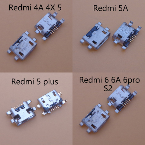 10 Uds Micro USB conector Jack hembra puerto de carga conector de enchufe 5pin para Xiaomi Redmi 4A 4X 5 Plus 5 plus 6 Note 5A ► Foto 1/6