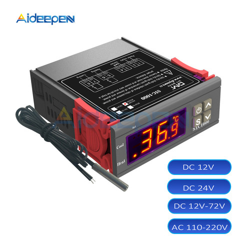 Termostato con pantalla digital para incubadora, controlador de temperatura con refrigeración por calor modelo STC-1000 de 12V 24V 220V con pantalla LED para máquina incubadora ► Foto 1/6