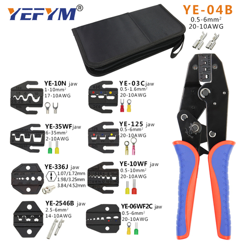 YEFYM-Alicates de prensado de YE-04B, herramientas de Cable de abrazadera, enchufe/tubo/aislamiento/terminales coaxiales, Kit de acero al carbono multifuncional ► Foto 1/6