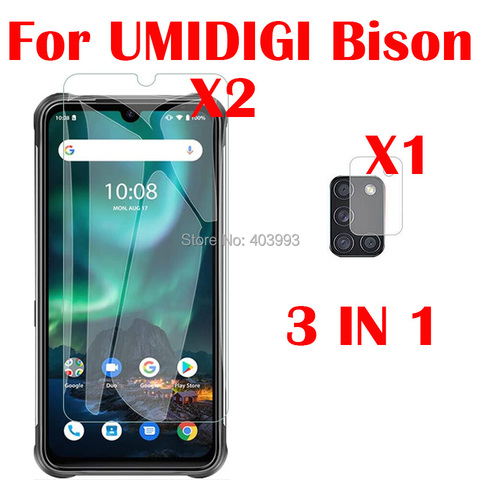 Protector de cristal 3 en 1 para UMIDIGI Bison, pantalla de 6,3 pulgadas, protección completa para UMIDIGI Bison, cristal para lente de cámara ► Foto 1/6