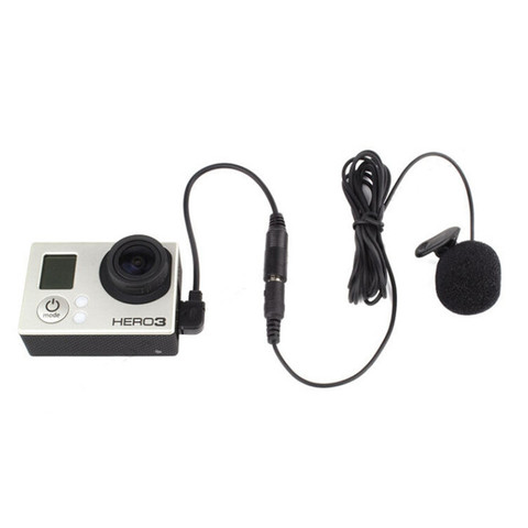 3,5mm activo Clip micrófono con Mini USB Adaptador de Audio Cable de micrófono para Gopro héroe 3 + 4 acción Kit de accesorios de cámara ► Foto 1/6