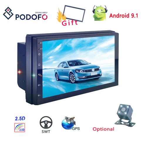 Podofo-Radio Multimedia con GPS para coche, Radio con reproductor, navegador, Android, 7 pulgadas, estéreo, Universal, para Volkswagen, Nissan, Hyundai, Kia y Toyota ► Foto 1/5