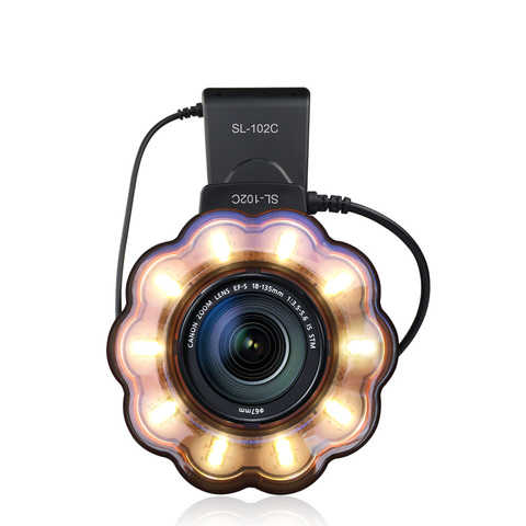 SL102C Macro Anillo de luz LED Flash Speedlite con anillo adaptador para Nikon D5100 D3100 serie Canon 5D Mark II 7D 10D Olympus ► Foto 1/6