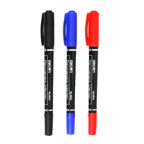 Rotuladores permanentes de secado rápido para tela, delineador de tinta negra, azul y roja, doble punta, 0,5/1mm, 3 unids/lote ► Foto 1/6