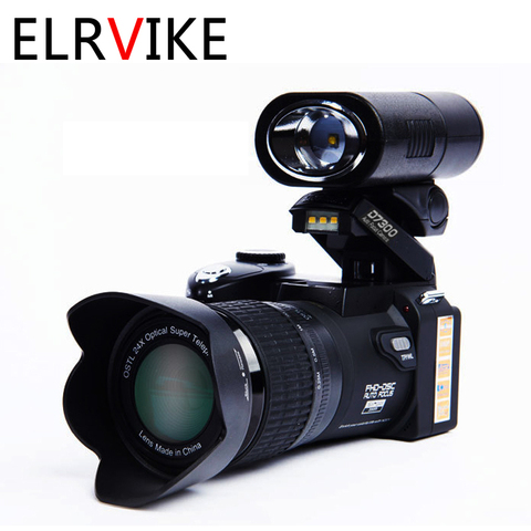 ELRVIKE-cámara Digital POLO D7300, 33 millones de píxeles, enfoque automático, profesional, SLR, cámara de vídeo con Zoom óptico 24X, 3 lentes HD ► Foto 1/6