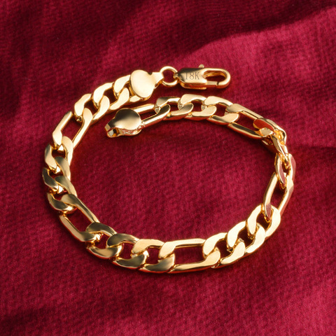 Pulsera de color dorado y plateado para hombre y mujer, brazalete de 8MM, cadena de boda, joyería de calidad, LH038 ► Foto 1/1