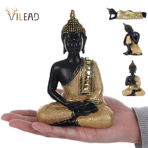 VILEAD-estatuillas de Buda de resina de Tailandia, estatua de Buda de la India negra, Fengshui, escultura budista religiosa, decoración del hogar ► Foto 1/6