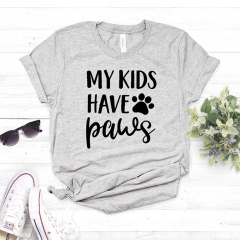 Camiseta con estampado de mamá y gato de My Kids Have patas del perro para mujer, camiseta divertida informal de algodón para mujer, camiseta Hipster, NA-341 ► Foto 1/6